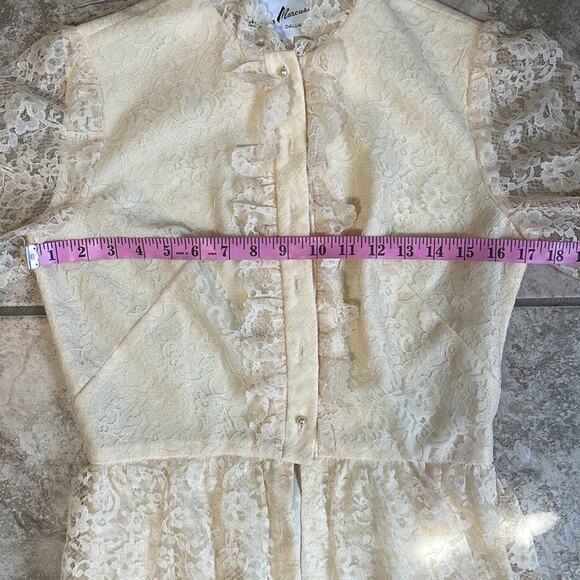 Vintage Herman Marcus Cream Lace Victorian Peplum Blouse Long Sleeves - Picture 8 of 11